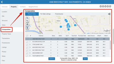 property owner details and house comparables