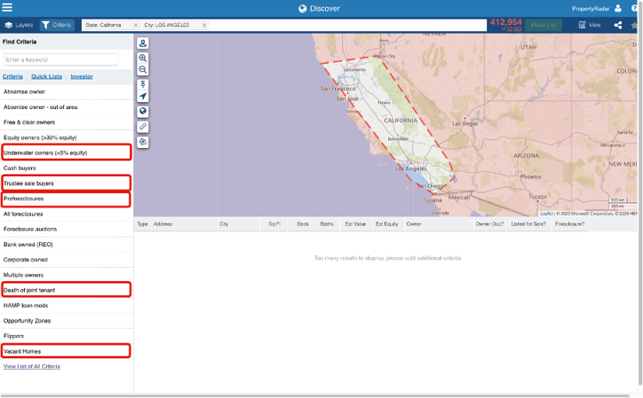 Prebuilt mailing lists of distressed properties