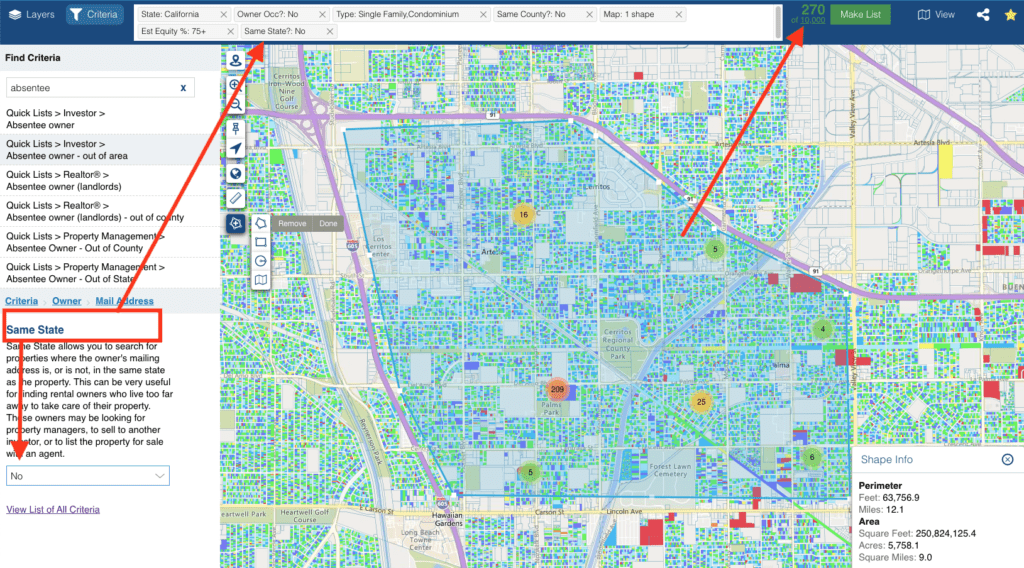 Further segment your absentee owner lists into owners who live out of the county or even out of the same state as the property.