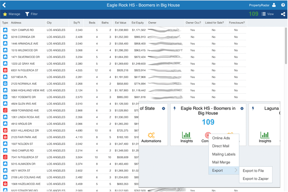 PropertyRadar integrates with PropertyBase to autofill PropertyBase with new leads