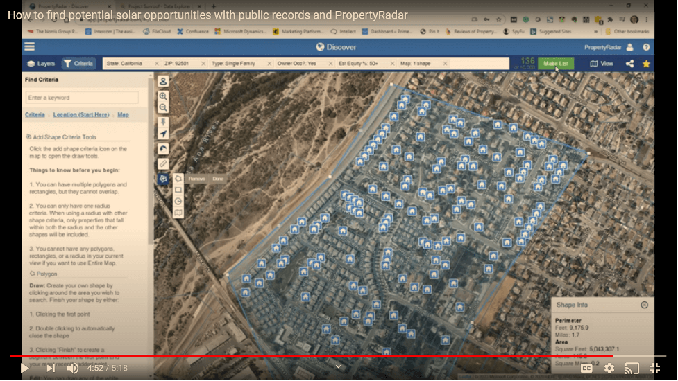 Identify homes in a neighborhood for a new solar lead list